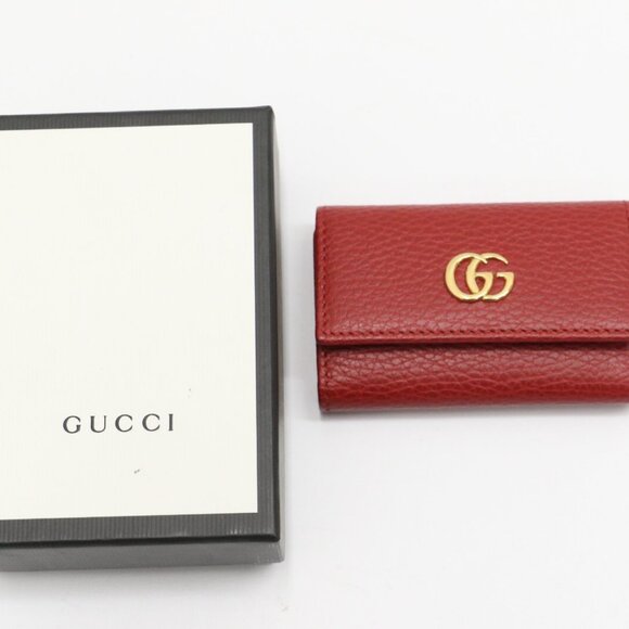 Gucci GG Red Marmont Leather 6 Ring Key Case Wallet - Picture 1 of 10